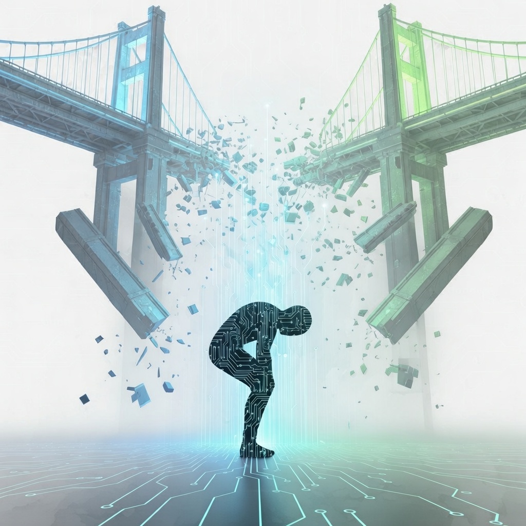 man and bridge illustration